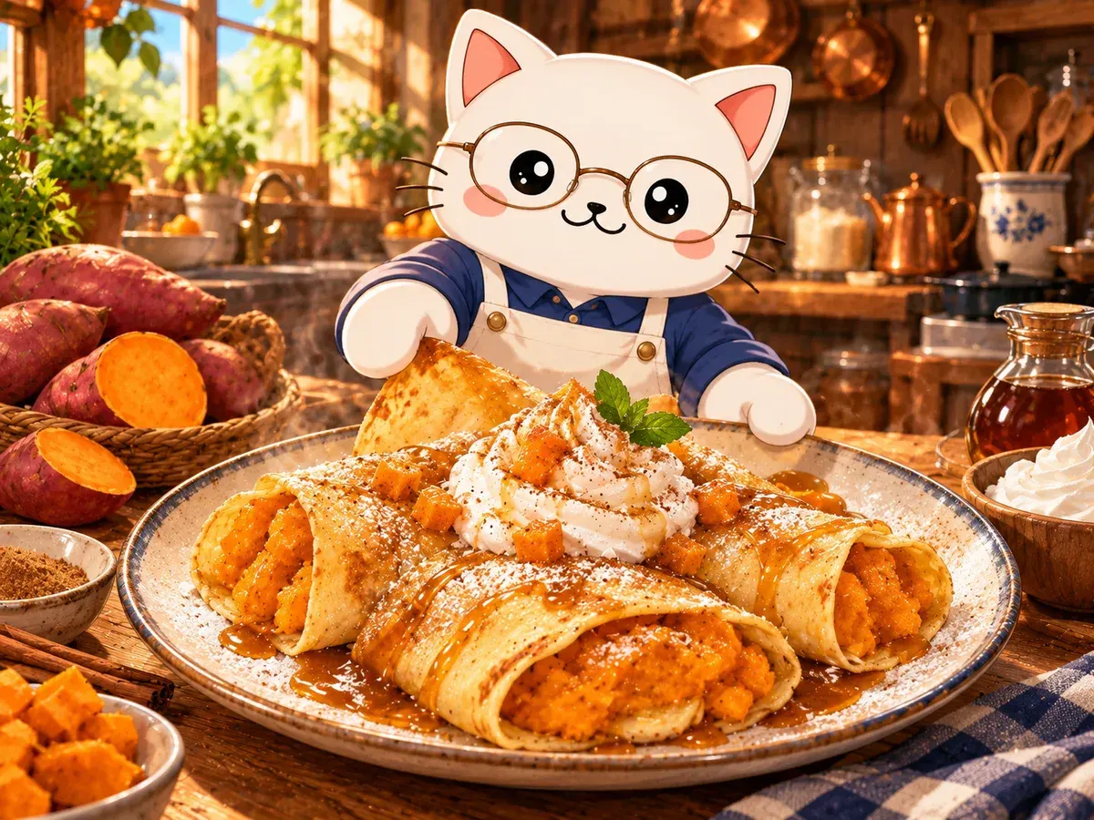 Crêpes de boniato (Sweetness & Lightning)