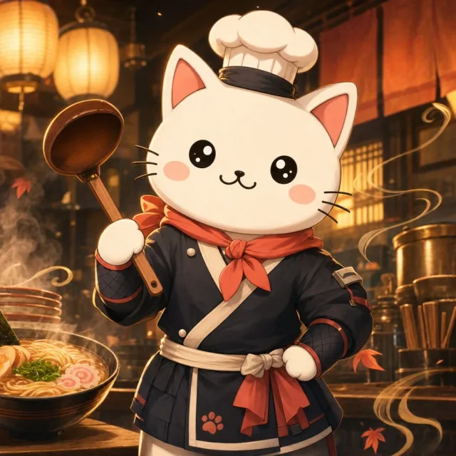 Kai con el traje Chef del ramen oculto